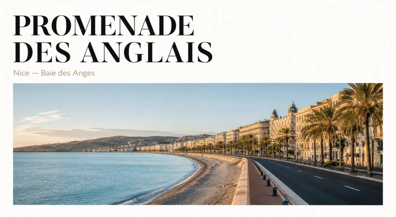 Monument nice : vue panoramique de la Promenade des Anglais à Nice au bord de la Baie des Anges