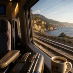 Nice Venise train : intérieur TGV vers l’Italie, vue fenêtre