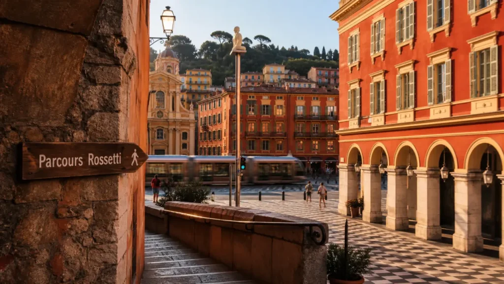 Place de Nice : Masséna, Garibaldi et Rossetti en itinéraire