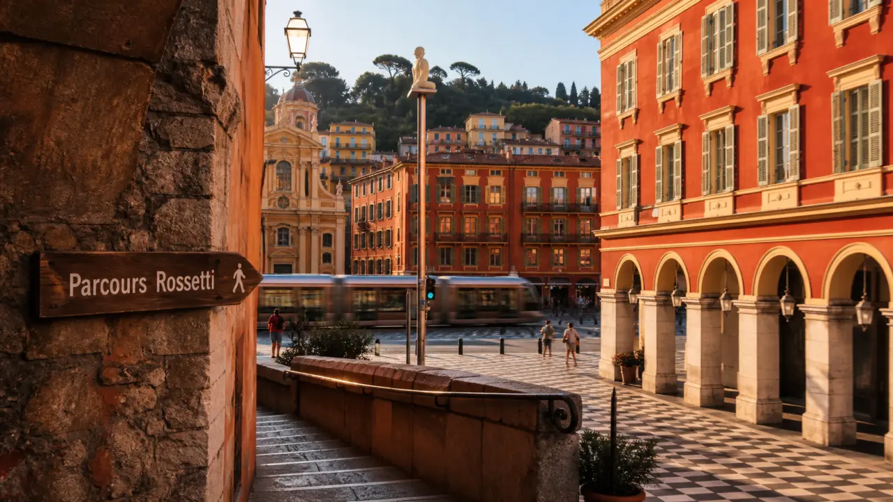 Place de Nice : Masséna, Garibaldi et Rossetti en itinéraire