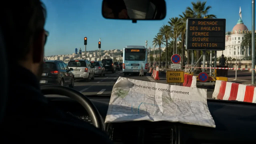 trajet manifestation nice aujourd'hui : détours et axes à éviter, rue niçoise et itinéraire de contournement
