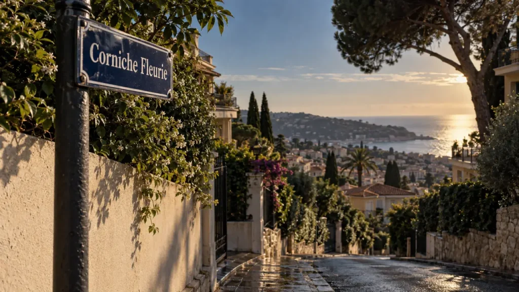 nice corniche fleurie : avenue résidentielle verdoyante à Nice