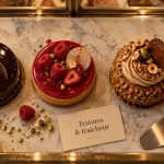 Patisserie a nice : entremets et tartes devant une vitrine