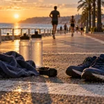 Sporting Nice : course au soleil sur la Promenade des Anglais, mer et accessoires sport