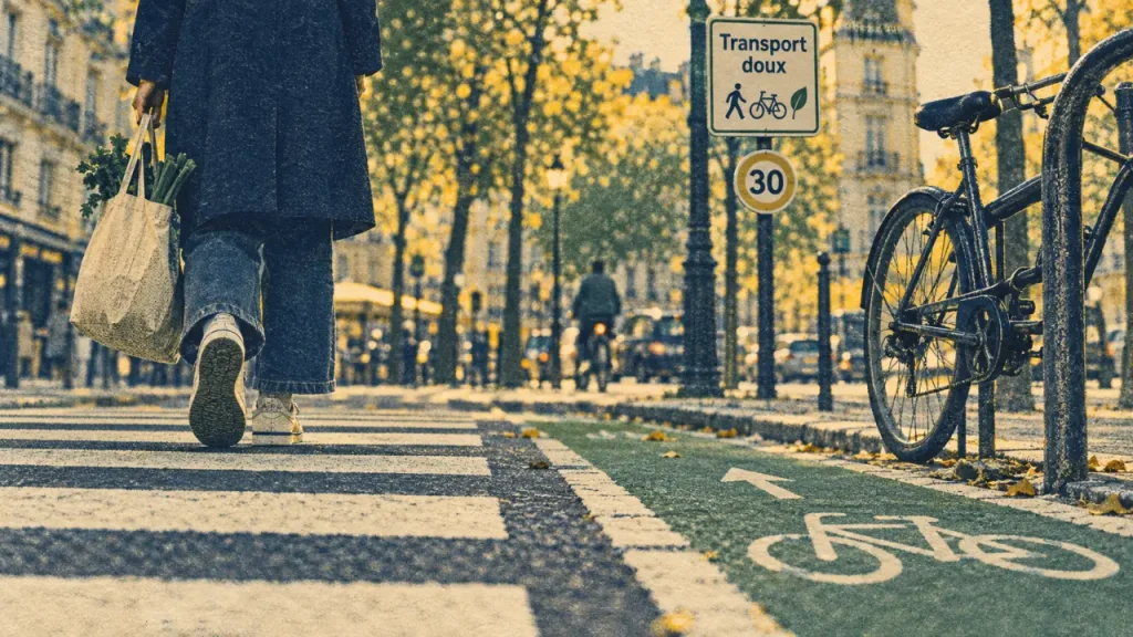 Transport doux : piste cyclable et marche en ville