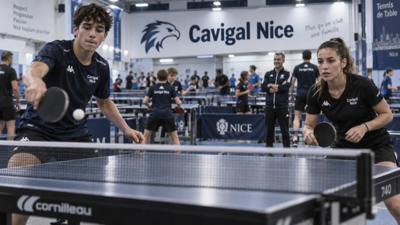 Cavigal Nice tennis de table : joueurs devant 20 tables