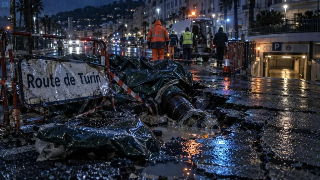 Route de Turin : nouvelle rupture de canalisation à Nice